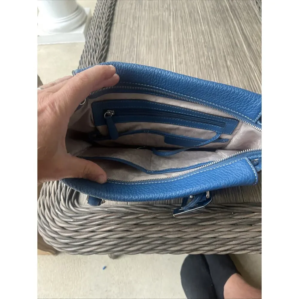 Michael Kors Kellen Saffiano Purse Leather Medium Satchel Crossbody Blue